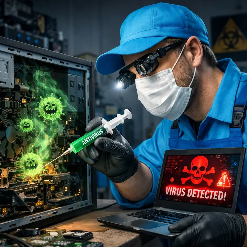 Лечение компьютера от вирусов в Краснокамске на дому